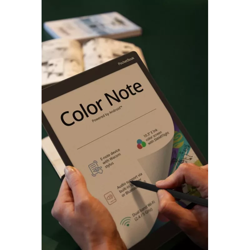 PocketBook Color Note PB1041-1-WW-B e-kirjalukija, 10,3 tuuman E Ink Kaleido 3, 1404x1872, 32 GB, microSD, USB-C, Stormy Sea