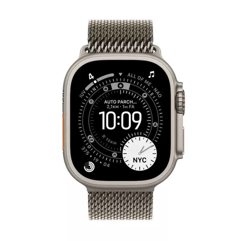 APPLE Watch Ultra 3 GPS + Cellular 49 mm Natural Titanium -kotelo ja Natural Titanium Milanese Loop