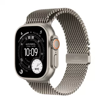 APPLE Watch Ultra 3 GPS + Cellular 49 mm Natural Titanium -kotelo ja Natural Titanium Milanese Loop
