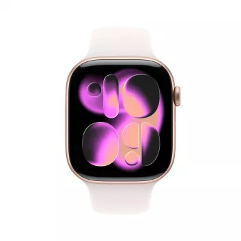 APPLE Watch Series 11 GPS 46mm ruusukulta alumiinikotelo ja vaaleansininen urheiluranneke S/M