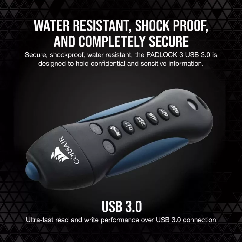 CORSAIR Flash Padlock 3 Secure - 256 GB - USB-muistitikku - USB 3.0