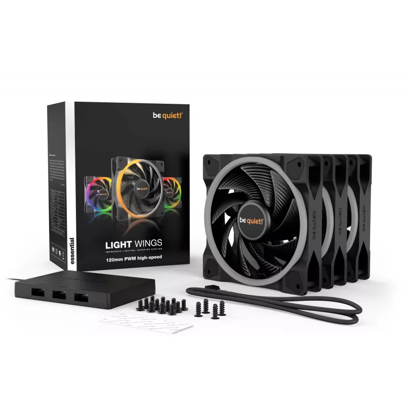 be quiet! Light Wings 120 mm ARGB PWM High-Speed-tuuletin, musta, 3 kpl:n pakkaus