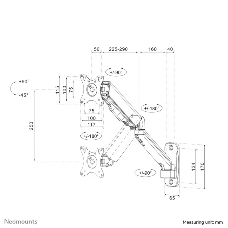 Neomounts WL70-450BL11 monitori-/TV-seinäteline 17-32
