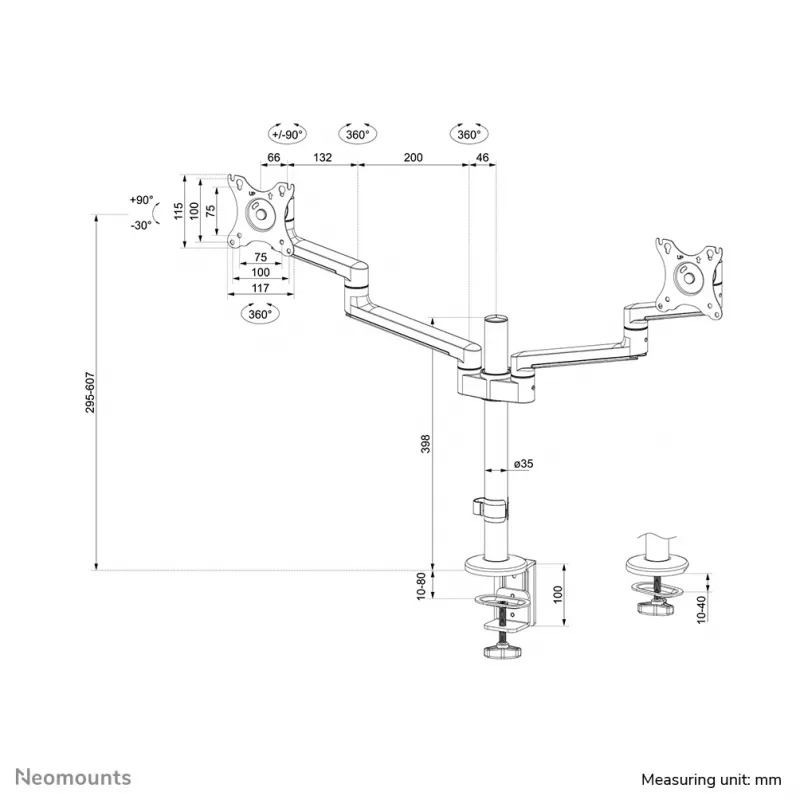 Neomounts DS60-425BL2 monitorivarsi 17-27