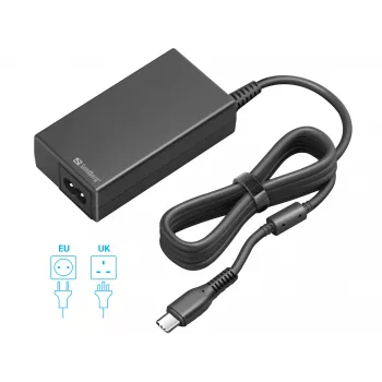 Sandberg 135-76 USB-C verkkovirtalaturi PD65W EU+UK, 65 W, 3,25 A, 100-240 V, 1,8 m kaapeli