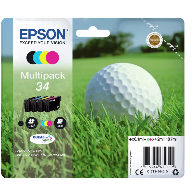 Epson Golfball monipakkaus 4 väriä 34 DURABrite Ultra muste