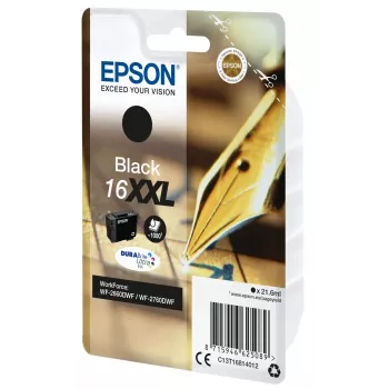 Epson yksittäispakkaus musta 16XXL DURABrite Ultra muste, erittäin (super) pitkä kesto, musta, pigmenttimuste, 21,6 ml, 1 kpl, 1 000 sivua