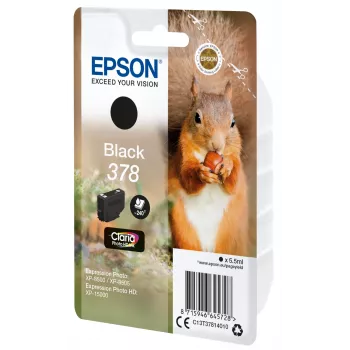 Epson Squirrel Singlepack musta 378 Claria Photo HD -muste, vakiomäärä, musta, pigmenttimuste, 5,5 ml, 1 kpl, 240 sivua