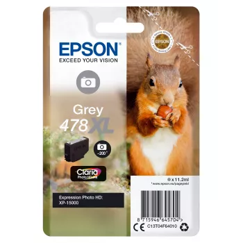 Epson Squirrel Singlepack harmaa 478XL Claria Photo HD -muste, suuri (XL) määrä, harmaa, väriainemuste, 11.2 ml, 1 kpl, 200 sivua