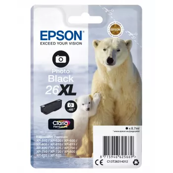 Epson Eisbär yksittäispakkaus fotomusta 26XL Claria Premium muste