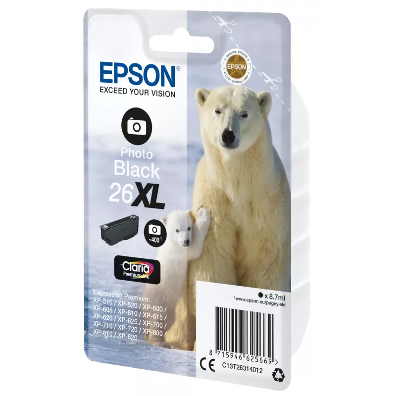 Epson Eisbär yksittäispakkaus fotomusta 26XL Claria Premium muste