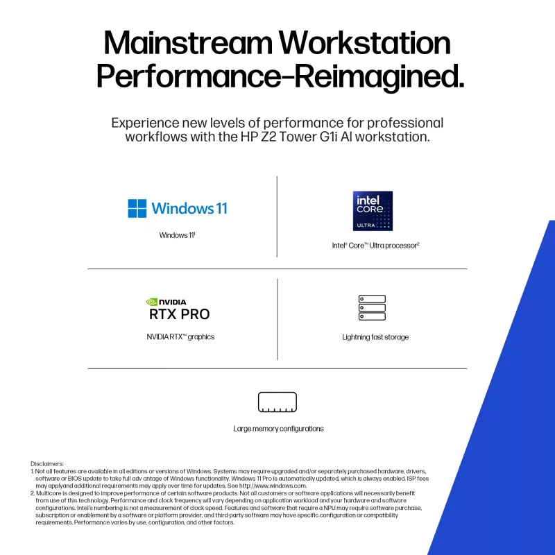 HP Z2 Tower G1i Intel Core Ultra 9 285K 64 GB DDR5-SDRAM Windows 11 Pro -työasema AI Workstation, AI PC