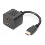 DIGITUS HDMI Y-haarakaapeli, tyyppi A - 2x tyyppi A M/W, 20cm passiivinen, Full HD, kulta musta