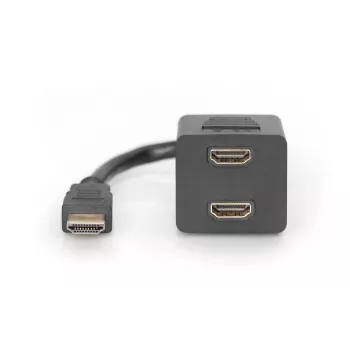 DIGITUS HDMI Y-haarakaapeli, Type A - 2x Type A M/W, 20cm passiivinen, Full HD, kulta musta