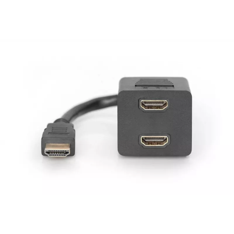 DIGITUS HDMI Y-haarakaapeli, tyyppi A - 2x tyyppi A M/W, 20cm passiivinen, Full HD, kulta musta
