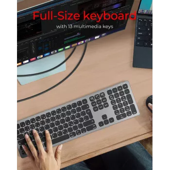 KeySonic KSK-8023BTRF (DE) näppäimistö yleiskäyttöön Bluetooth QWERTZ saksa antrasiitti, musta