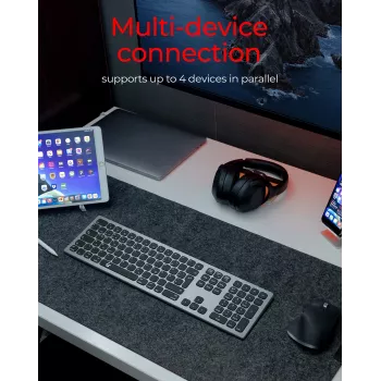 KeySonic KSK-8023BTRF (DE) näppäimistö yleiskäyttöön Bluetooth QWERTZ saksa antrasiitti, musta