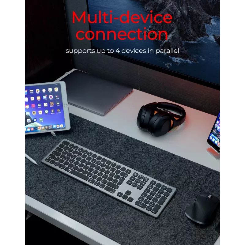 KeySonic KSK-8023BTRF (DE) näppäimistö yleiskäyttöön Bluetooth QWERTZ saksa antrasiitti, musta