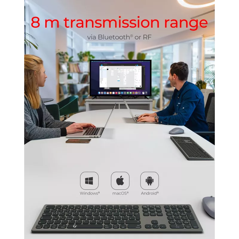 KeySonic KSK-8023BTRF (DE) näppäimistö yleiskäyttöön Bluetooth QWERTZ saksa antrasiitti, musta
