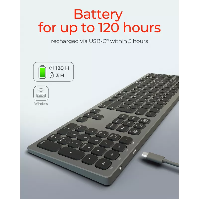 KeySonic KSK-8023BTRF (DE) näppäimistö yleiskäyttöön Bluetooth QWERTZ saksa antrasiitti, musta