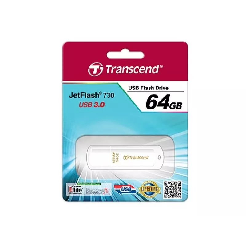 TRANSCEND Jetflash 730 - 64 GB USB-muistitikku - USB 3.0 - valkoinen