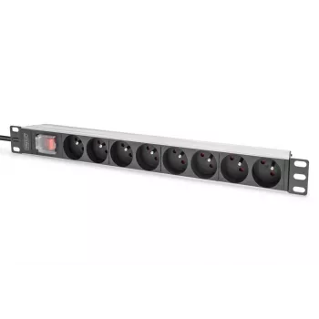 DIGITUS 1U alumiininen PDU, räkkiasennettava, 8x CEE 7/5 nimellisteho: 16A, 4000W, 250VAC 50/60Hz,