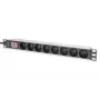 DIGITUS 1U alumiininen PDU, räkkiasennettava, 8x CEE 7/5 nimellisteho: 16A, 4000W, 250VAC 50/60Hz,