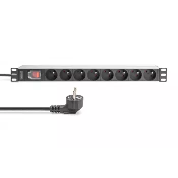 DIGITUS 1U alumiininen PDU, räkkiasennettava, 8x CEE 7/5 nimellisteho: 16A, 4000W, 250VAC 50/60Hz,