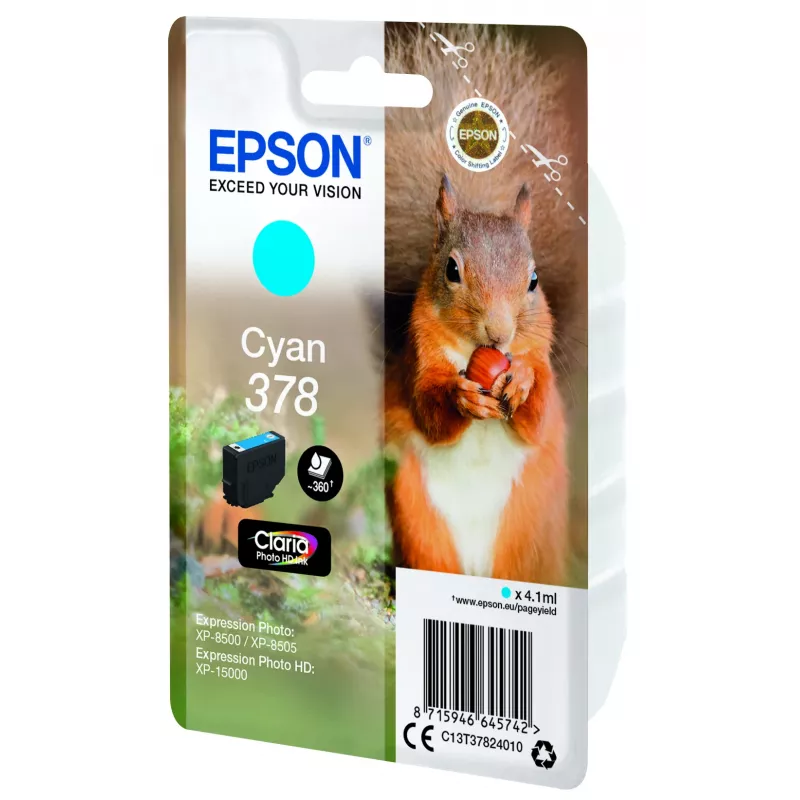Epson Squirrel yksittäispakkaus syaani 378 Claria Photo HD muste