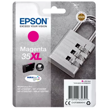 Epson Padlock yksittäispakkaus magenta 35XL DURABrite Ultra muste, korkea (XL) riitto, magenta, pigmenttimuste, 20,3 ml, 1 kpl, 1900 sivua