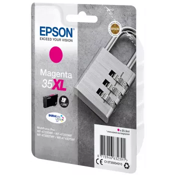 Epson Padlock yksittäispakkaus magenta 35XL DURABrite Ultra muste, korkea (XL) riitto, magenta, pigmenttimuste, 20,3 ml, 1 kpl, 1900 sivua