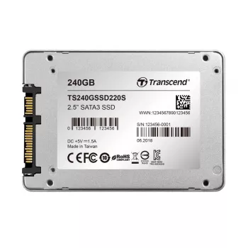 TRANSCEND SSD 220s 240GB 2.5in SATA 6Gb/s TLC alumiinikotelo