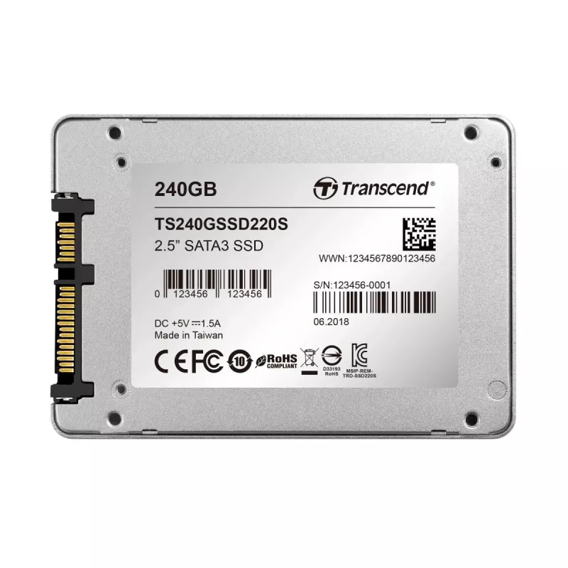 TRANSCEND SSD 220s 240GB 2.5in SATA 6Gb/s TLC alumiinikotelo