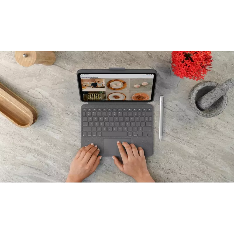 LOGITECH Combo Touch iPadille (10. sukupolvi) - Oxford harmaa - Qwerty UK