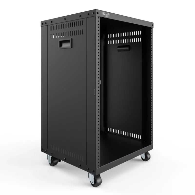 DIGITUS 16U AVS-teline 780x507x460 mm kierteitetyt reiät rullat musta