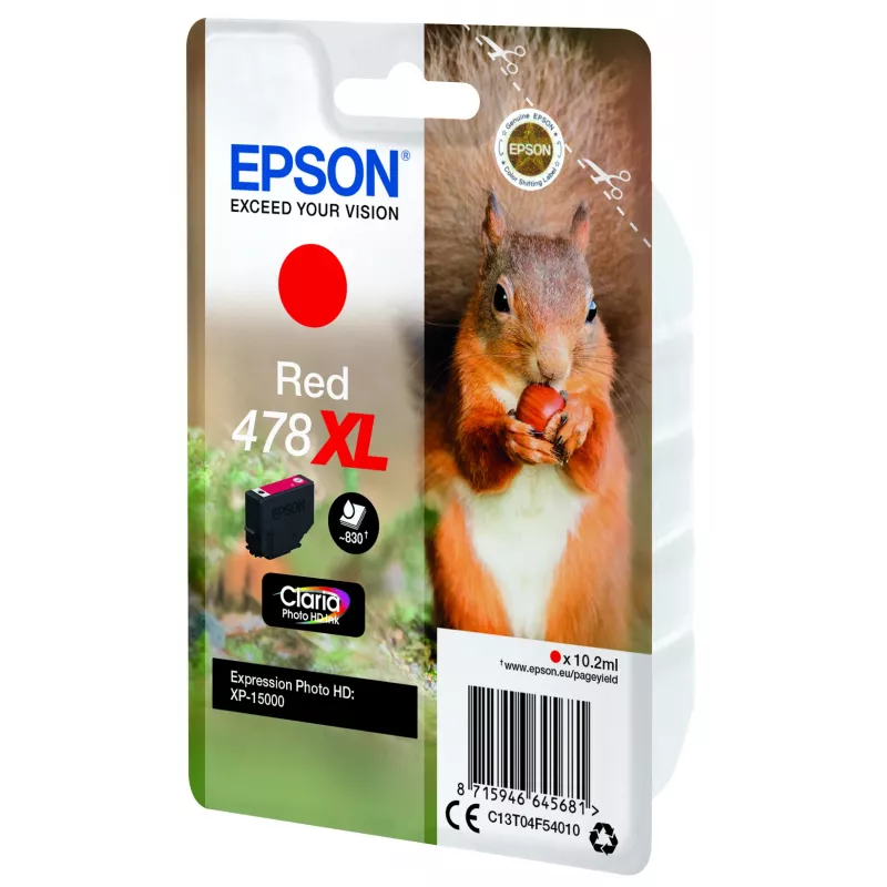 Epson Squirrel yksittäispakkaus punainen 478XL Claria Photo HD muste
