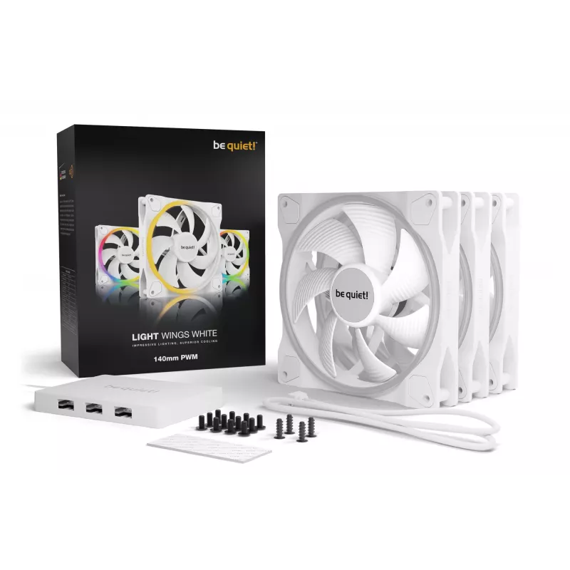 be quiet! Light Wings White | 140mm PWM kolmen pakkaus kotelotuuletin 14 cm 3 kpl