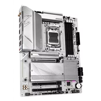 GIGABYTE B650 AORUS ELITE AX ICE -emolevy - tukee AMD Ryzen 9000 -suorittimia, 12+2+2-vaiheinen digitaalinen VRM, jopa 8000 MHz DDR5 (OC), 1xPCIe 5.0 + 2xPCIe 4.0 M.2, Wi-Fi 6E, 2.5GbE LAN, USB 3.2 Gen 2x2