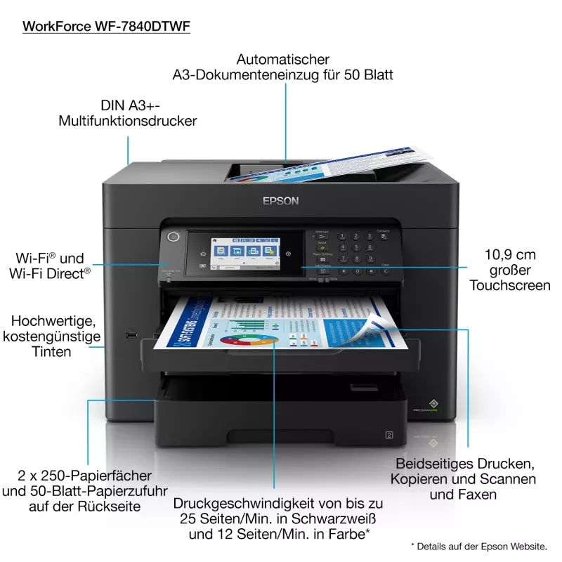 Epson WorkForce Pro WF-7840DTWF mustesuihku A3 4800 x 2400 DPI Wi-Fi