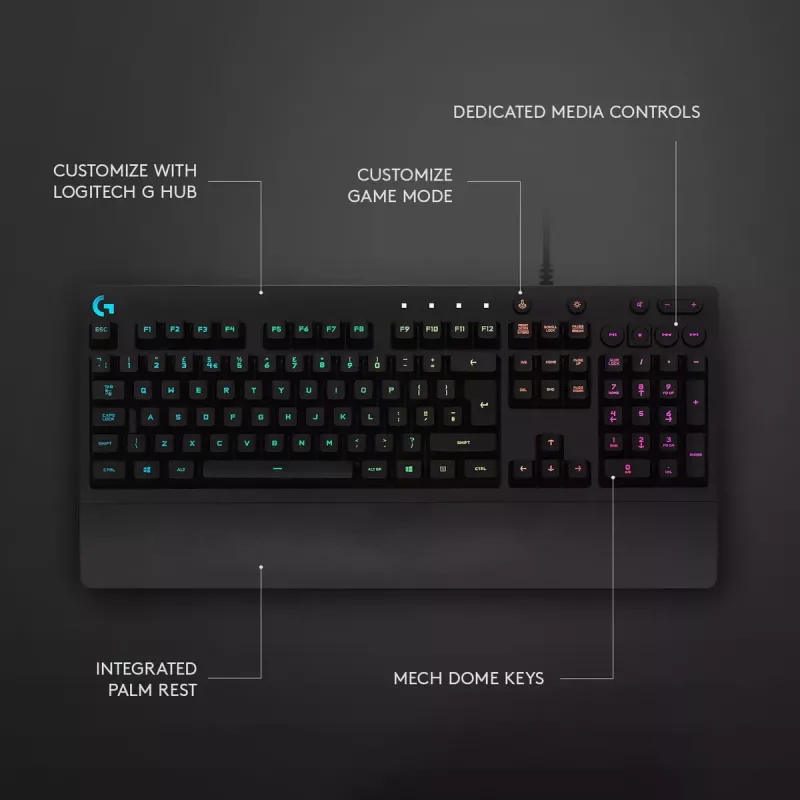 Pelausnäppäimistö Logitech G G213 Prodigy täysikoko RGB LED johdollinen