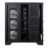 XPG Invader X BTF Midi Tower -tietokonekotelo, ATX/Micro-ATX/Mini-ITX, karkaistu lasi, 5 x 120 mm ARGB-tuuletinta, USB-C, ilman virtalähdettä, musta