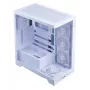 XPG Invader X BTF Midi Tower -tietokonekotelo, ATX/Micro-ATX/Mini-ITX, läpinäkyvä sivupaneeli, 5 x 120 mm ARGB-tuuletinta, USB-C, ilman virtalähdettä, valkoinen