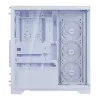 XPG Invader X BTF Midi Tower -tietokonekotelo, ATX/Micro-ATX/Mini-ITX, läpinäkyvä sivupaneeli, 5 x 120 mm ARGB-tuuletinta, USB-C, ilman virtalähdettä, valkoinen