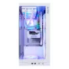 XPG Invader X BTF Midi Tower -tietokonekotelo, ATX/Micro-ATX/Mini-ITX, läpinäkyvä sivupaneeli, 5 x 120 mm ARGB-tuuletinta, USB-C, ilman virtalähdettä, valkoinen