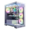 XPG Invader X BTF Midi Tower -tietokonekotelo, ATX/Micro-ATX/Mini-ITX, läpinäkyvä sivupaneeli, 5 x 120 mm ARGB-tuuletinta, USB-C, ilman virtalähdettä, valkoinen