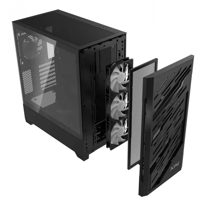 XPG STARKER AIR BTF Mid-Tower musta, Midi Tower, PC, musta, ATX, EATX, micro ATX, Mini-ITX, SPCC, karkaistu lasi, pelaaminen