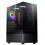XPG Invader X Mini Midi Tower -tietokonekotelo, ATX/Micro-ATX/Mini-ITX, karkaistu lasi, 5 x 120 mm ARGB-tuuletinta, USB-C, ilman virtalähdettä, musta