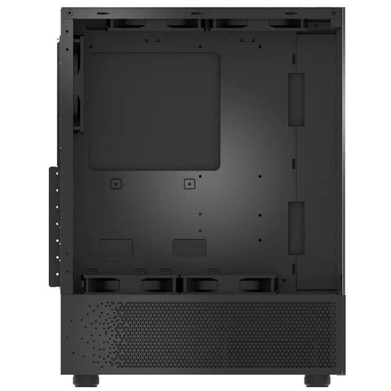 XPG Invader X Mini Midi Tower -tietokonekotelo, ATX/Micro-ATX/Mini-ITX, karkaistu lasi, 5 x 120 mm ARGB-tuuletinta, USB-C, ilman virtalähdettä, musta