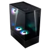 XPG Invader X Mini Midi Tower -tietokonekotelo, ATX/Micro-ATX/Mini-ITX, karkaistu lasi, 5 x 120 mm ARGB-tuuletinta, USB-C, ilman virtalähdettä, musta