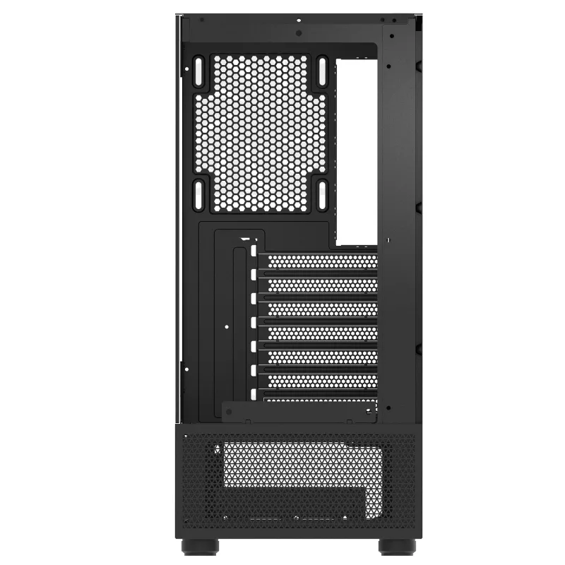 XPG Invader X Mini Midi Tower -tietokonekotelo, ATX/Micro-ATX/Mini-ITX, karkaistu lasi, 5 x 120 mm ARGB-tuuletinta, USB-C, ilman virtalähdettä, musta